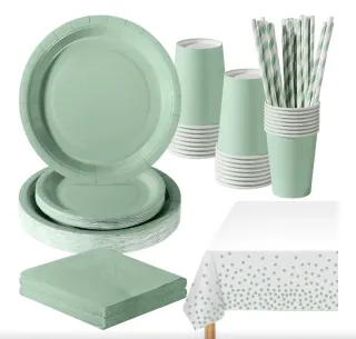 Vajilla Fiesta Verde 121 Piezas (24 Invitados)