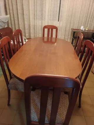 Mesa comedor extensible + 6 sillas madera maciza