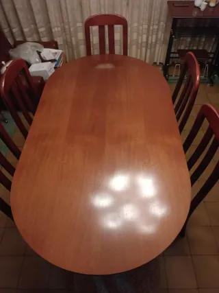 Mesa comedor extensible + 6 sillas madera maciza