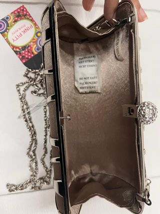 Bolso de fiesta Pink Pity gris y plateado