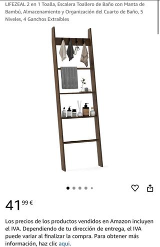 NUEVA Escalera Toallero Bambú 5 Niveles