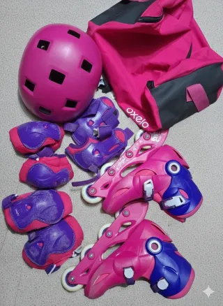 Patines infantiles con protecciones y bolso