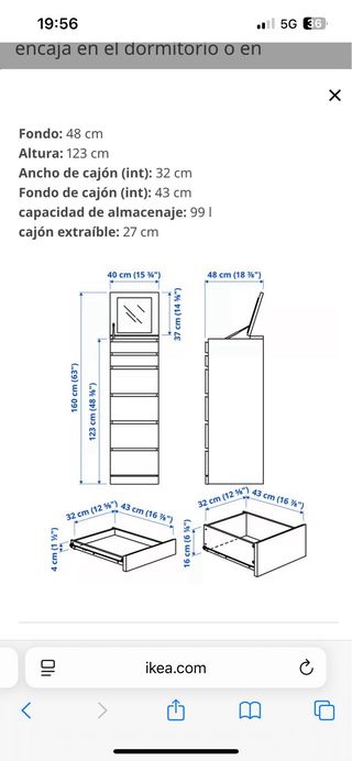 Cómoda joyero de madera