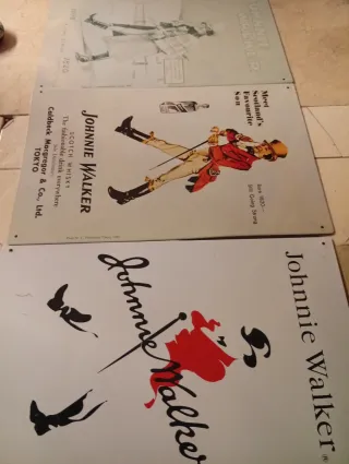3 Carteles Chapa Johnnie Walker Antiguos