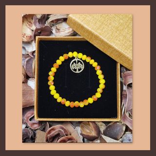 Pulsera cristal amarillo árbol de la vida dorado