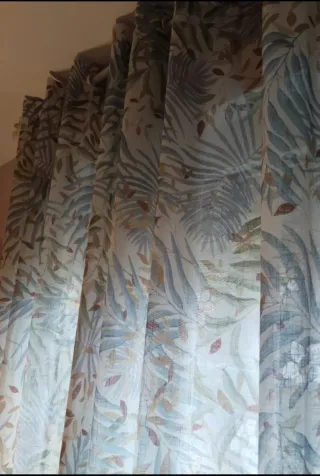 Cortina Visillo Estampada Hojas