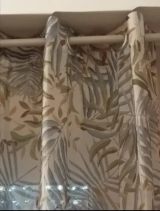 Cortina Visillo Estampada Hojas