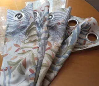 Cortina Visillo Estampada Hojas