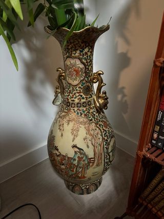 Jarrón Chino 25 x 60 Antiguo Decorado