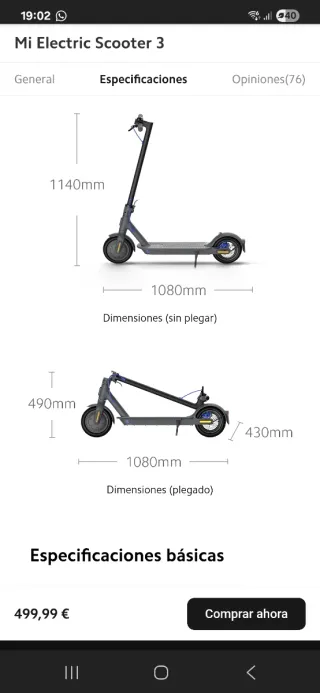 Patinete Eléctrico Xiaomi Mi Scooter 3