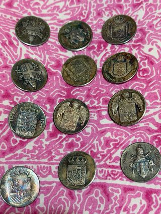 12 monedas antiguas de plata