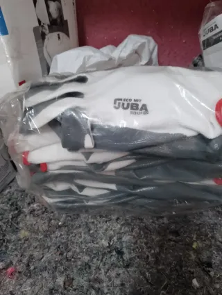 Guantes de trabajo gris y blanco látex