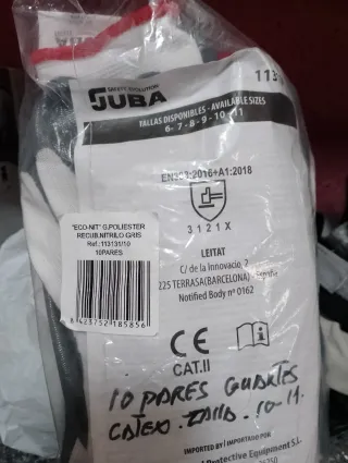 Guantes de trabajo gris y blanco látex