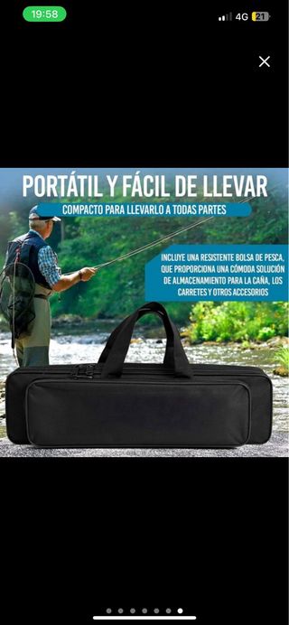 NUEVO Kit Pesca Caña Carrete Señuelos Bolsa