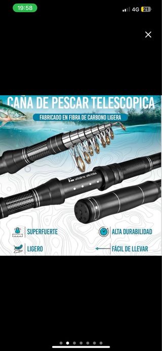 NUEVO Kit Pesca Caña Carrete Señuelos Bolsa