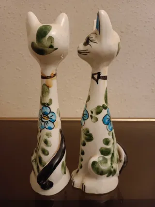 Pareja Gatos Cerámica Hechos a Mano