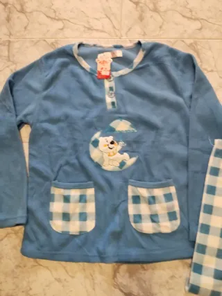 Pijama polar oso luna azul