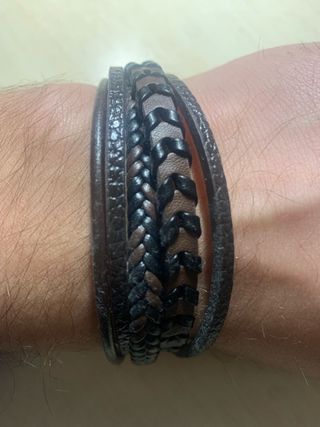 PULSERA PARA CABALLERO DE PIEL MARRÓN Y NEGRO
