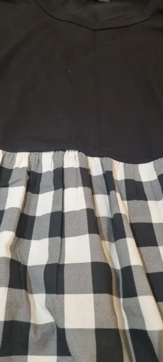 Vestido largo cuadros blanco y negro