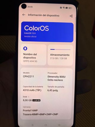 Oppo A94 5G 128GB 8GB RAM +4GB