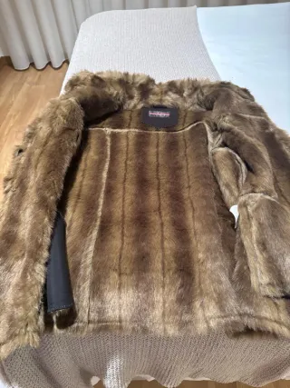 Chaqueta de cuero mujer marrón y negra