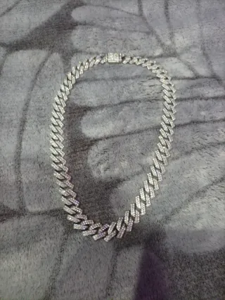 Cadena y pulsera cubana plateada