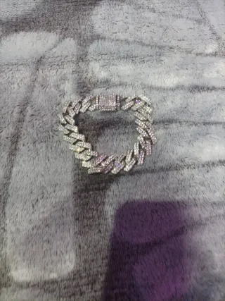 Cadena y pulsera cubana plateada