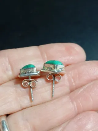 Pendientes Plata Ley Malaquita Cuadrados