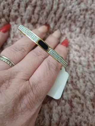 Bracciale donna oro con strass neri