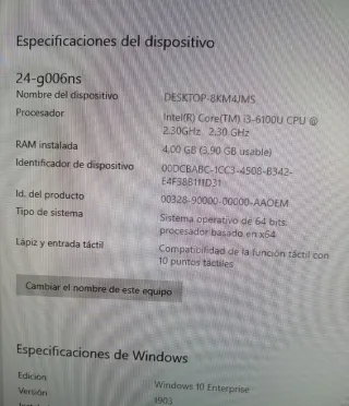 Ordenador HP All in One Táctil 24-g006ns