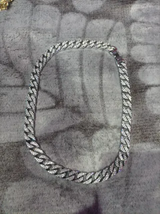 Collar y pulsera cubana circonitas y acero