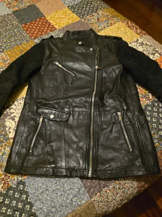 Cazadora Piel y Ante Negra