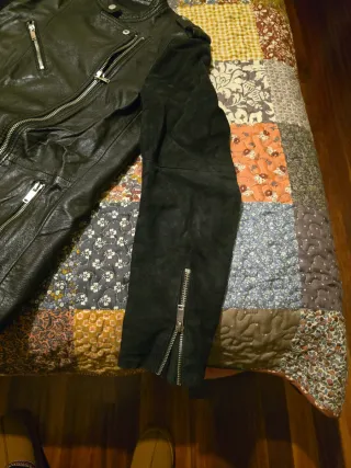 Cazadora Piel y Ante Negra