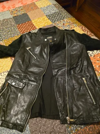 Cazadora Piel y Ante Negra