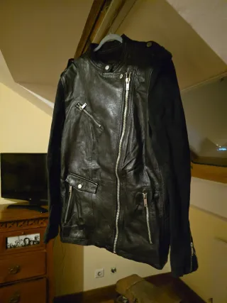 Cazadora Piel y Ante Negra