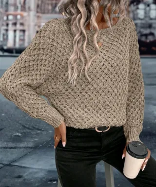 Jersey tejido mujer color marrón claro