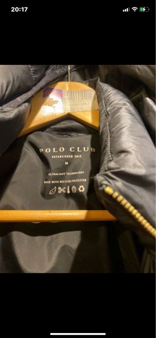 Abrigo Plumas Polo Club Negro Talla M