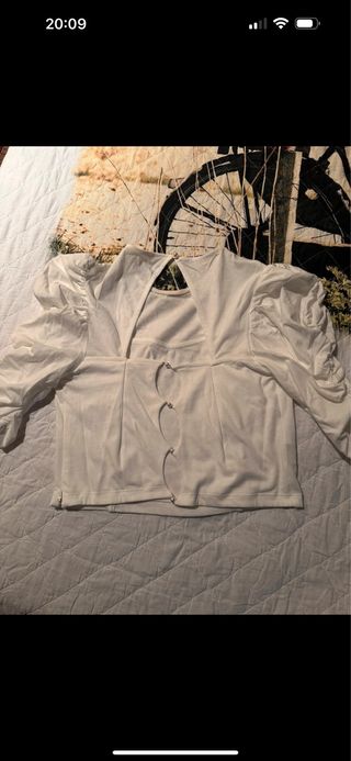 Camiseta Miss Sixty Blanca Manga Abullonada