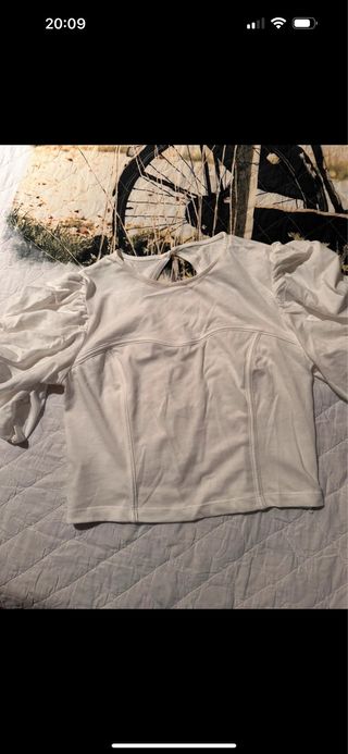 Camiseta Miss Sixty Blanca Manga Abullonada