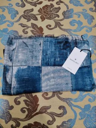 Sciarpa MANUEL RITZ fantasia quadri blu/grigio