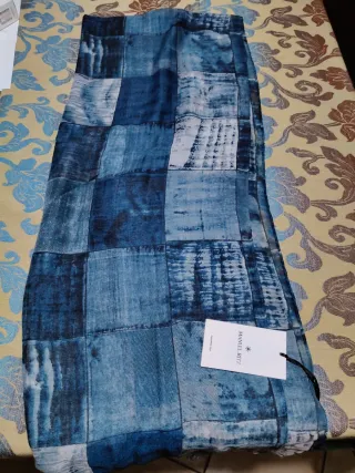 Sciarpa MANUEL RITZ fantasia quadri blu/grigio