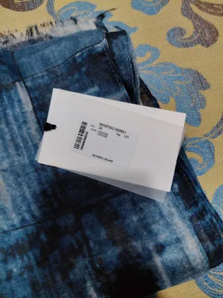 Sciarpa MANUEL RITZ fantasia quadri blu/grigio