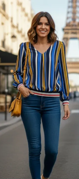 Blusa escote V multicolor