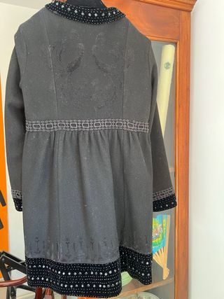 Abrigo Derby Lana Negro T-M Pedrería Terciopelo