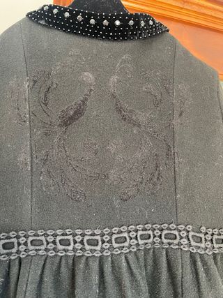 Abrigo Derby Lana Negro T-M Pedrería Terciopelo