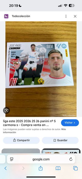 Nº 5 Carmona Sevilla Liga Este 25-26 Panini