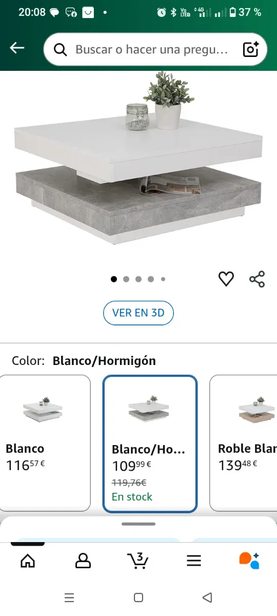 Mesa de centro moderna giratoria