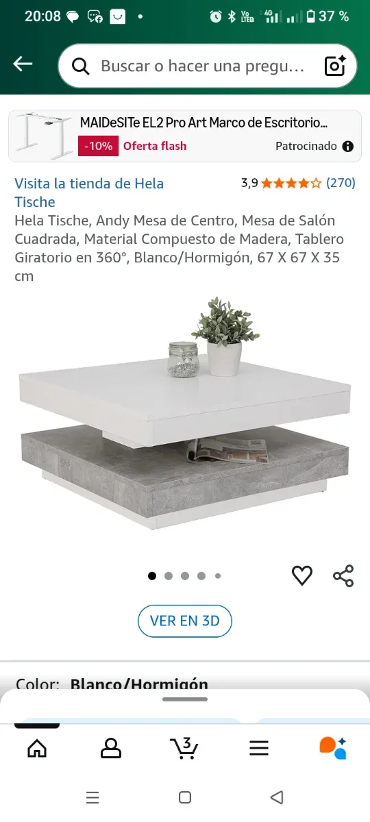 Mesa de centro moderna giratoria