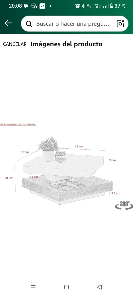 Mesa de centro moderna giratoria