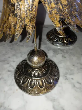 Árbol de Navidad Vintage Metal Dorado y Plateado